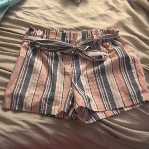 Grey, pink, white cotton shorts